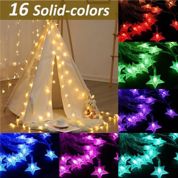 Color Changing Star String Lights 40ft 120 LED Fairy Lights USB Remote Bedroom - Picture 2 of 8